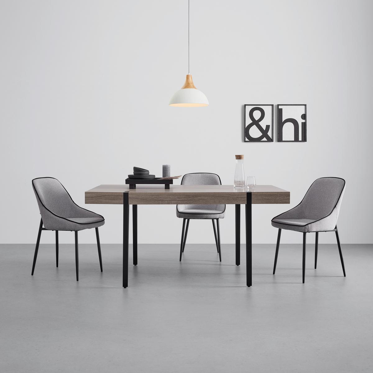 Jídelní stůl ELIN 160x90 cm - černá/barvy dubu, Moderní, kov/kompozitní dřevo (160/90/76cm) - Bessagi Home