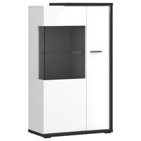 Vitrine Ambiente B: 73,4 cm mit Led, Alpinweiss/Anthrazit - Weiß Hochglanz/Anthrazit, MODERN, Glas/Holzwerkstoff (73,4/131,6/43,6cm)