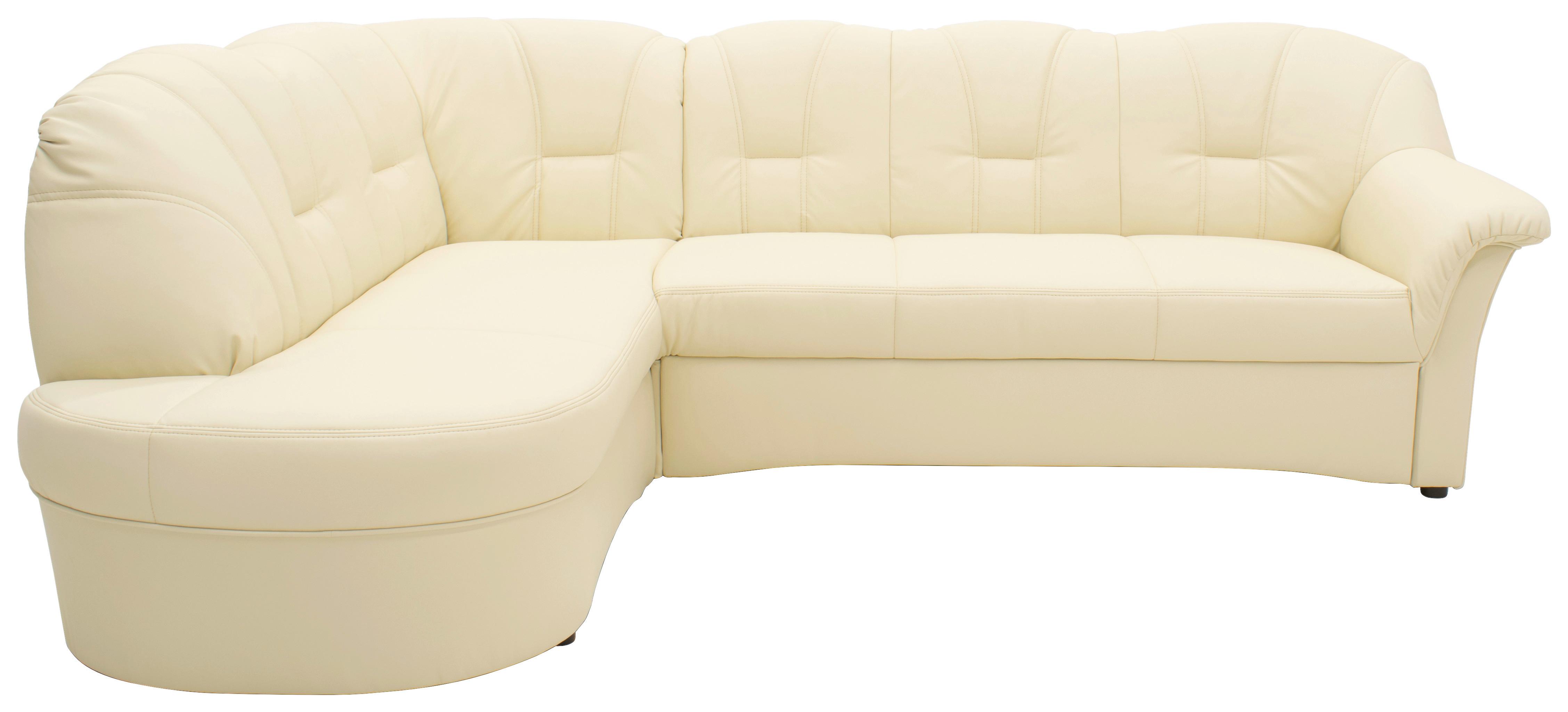 Ecksofa Papenburg Rücken echt Beige Lederlook - Beige/Schwarz, KONVENTIONELL, Textil (180/243cm) - MID.YOU