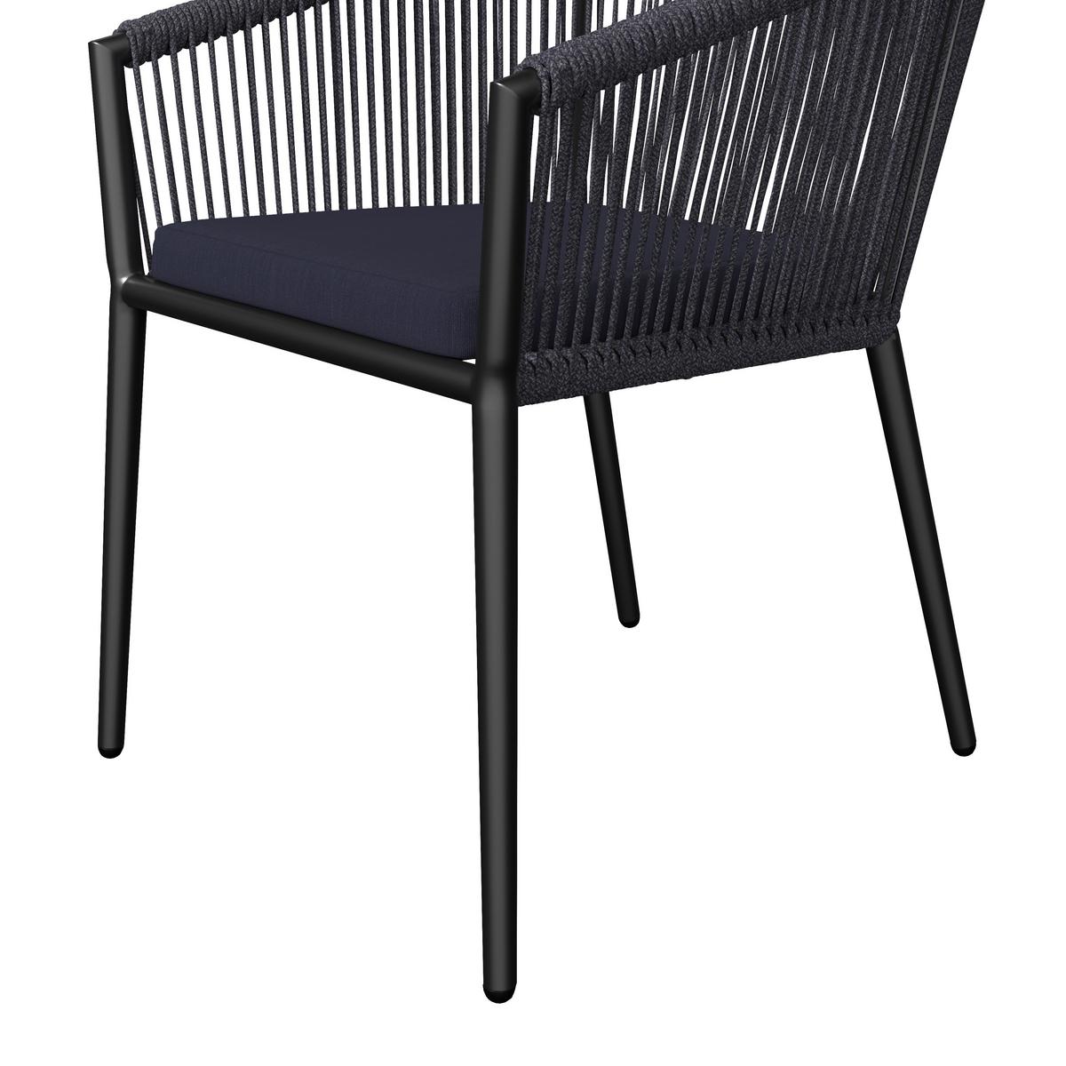 SADA ZAHRADNÍCH KŘESEL BENICIA - modrá/černá, Moderní, kov/textil (55/76/63cm) - Bessagi Garden