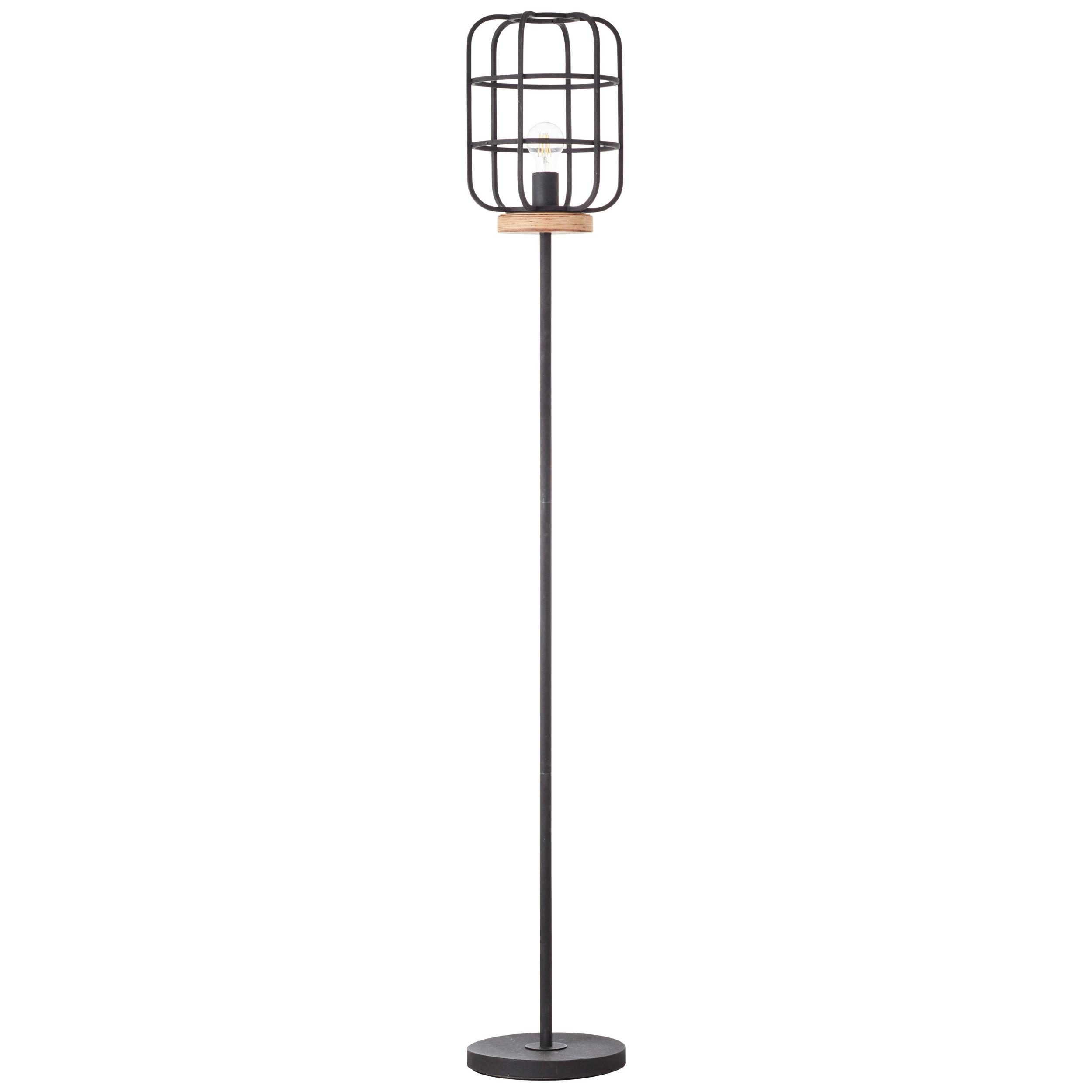 Stehleuchte 93073/66 Gwen - Schwarz/Braun, KONVENTIONELL, Holz/Metall (25/163cm) - Brilliant