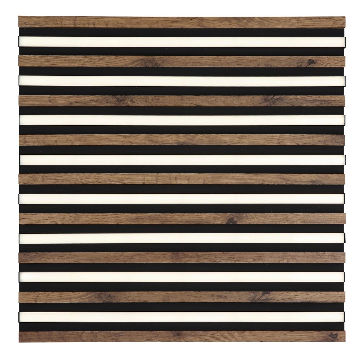 LED-DECKENLEUCHTE 67347D3CCT HAYDEN - Dunkelbraun/Schwarz, Natur, Holzwerkstoff/Kunststoff (60/60/6cm) - Globo