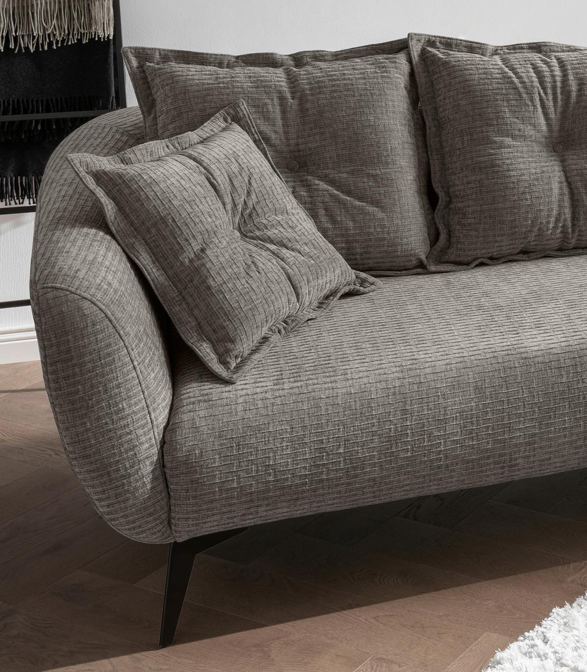 Ecksofa Baggio Graubraun S: 277x162 Cm - Graubraun/Schwarz, MODERN, Textil (277/162cm) - Livetastic