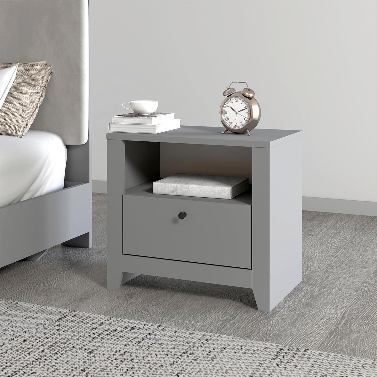 NACHTTISCH Bled Grau B: 55cm - Weiß/Grau, Design, Holzwerkstoff (55/35/50cm) - Livetastic