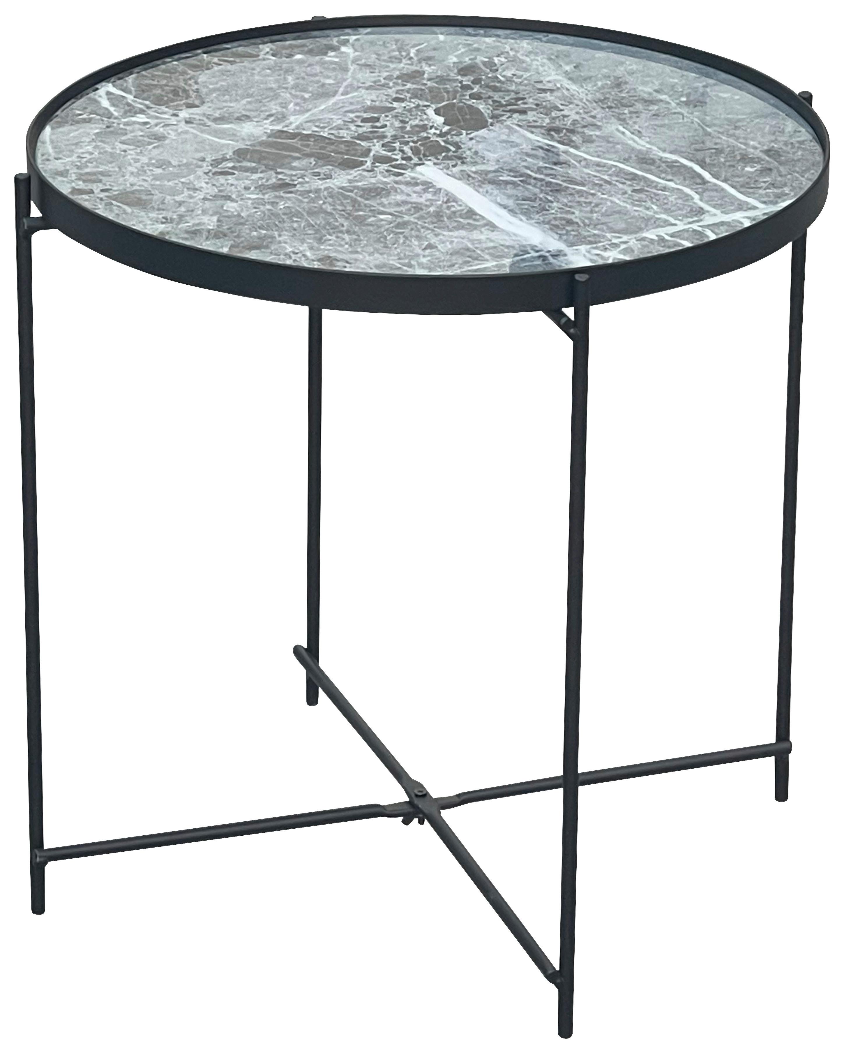 Beistelltisch Mirella 2 - Schwarz, MODERN, Glas/Metall (40/40/40cm)