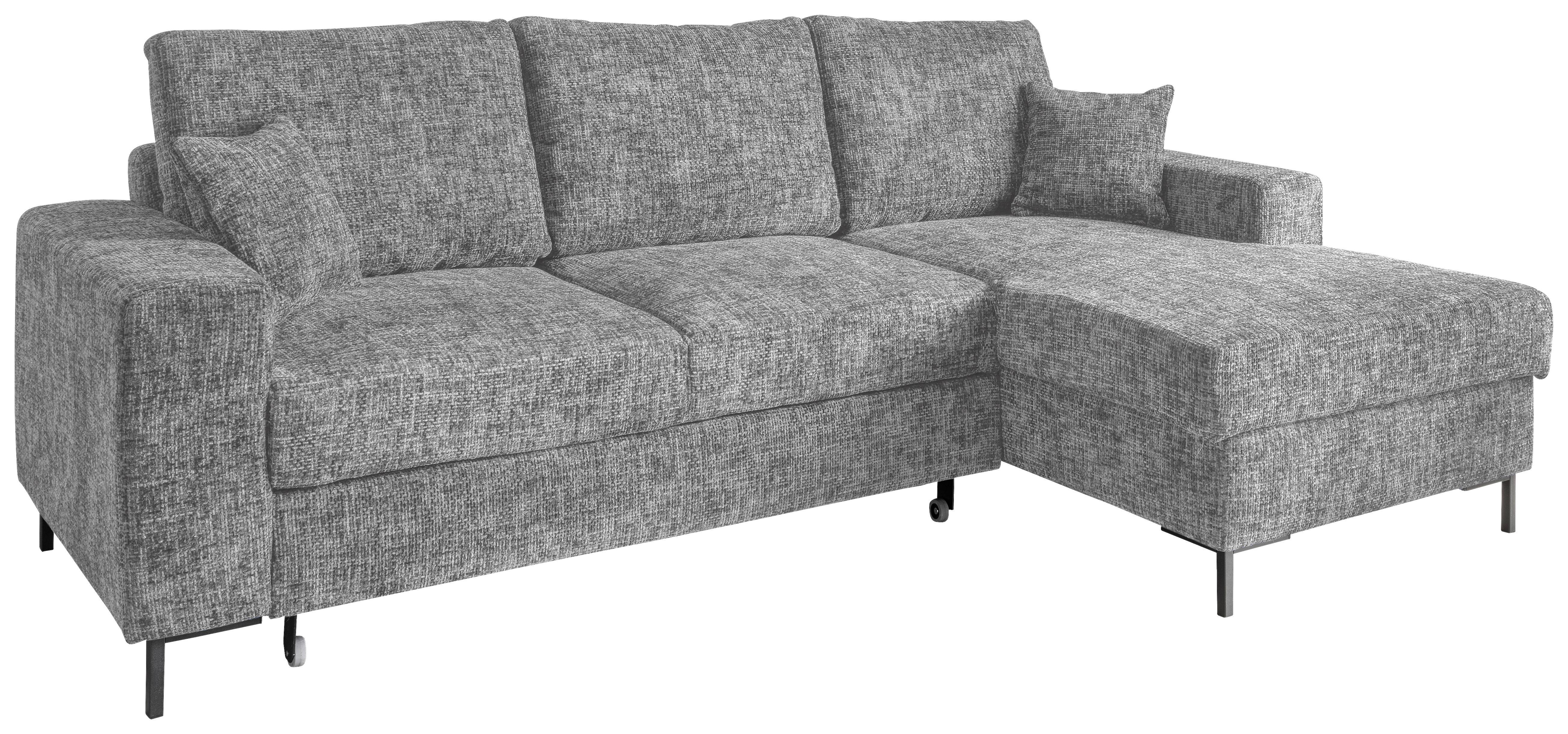 Eckschlafsofa Zona Silberfarben S: 237x143 Cm - Silberfarben/Schwarz, KONVENTIONELL, Textil (237/143cm) - Livetastic