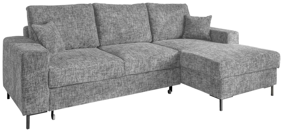 Eckschlafsofa Zona Silberfarben S: 237x143 Cm - Silberfarben/Schwarz, KONVENTIONELL, Textil (237/143cm) - Livetastic