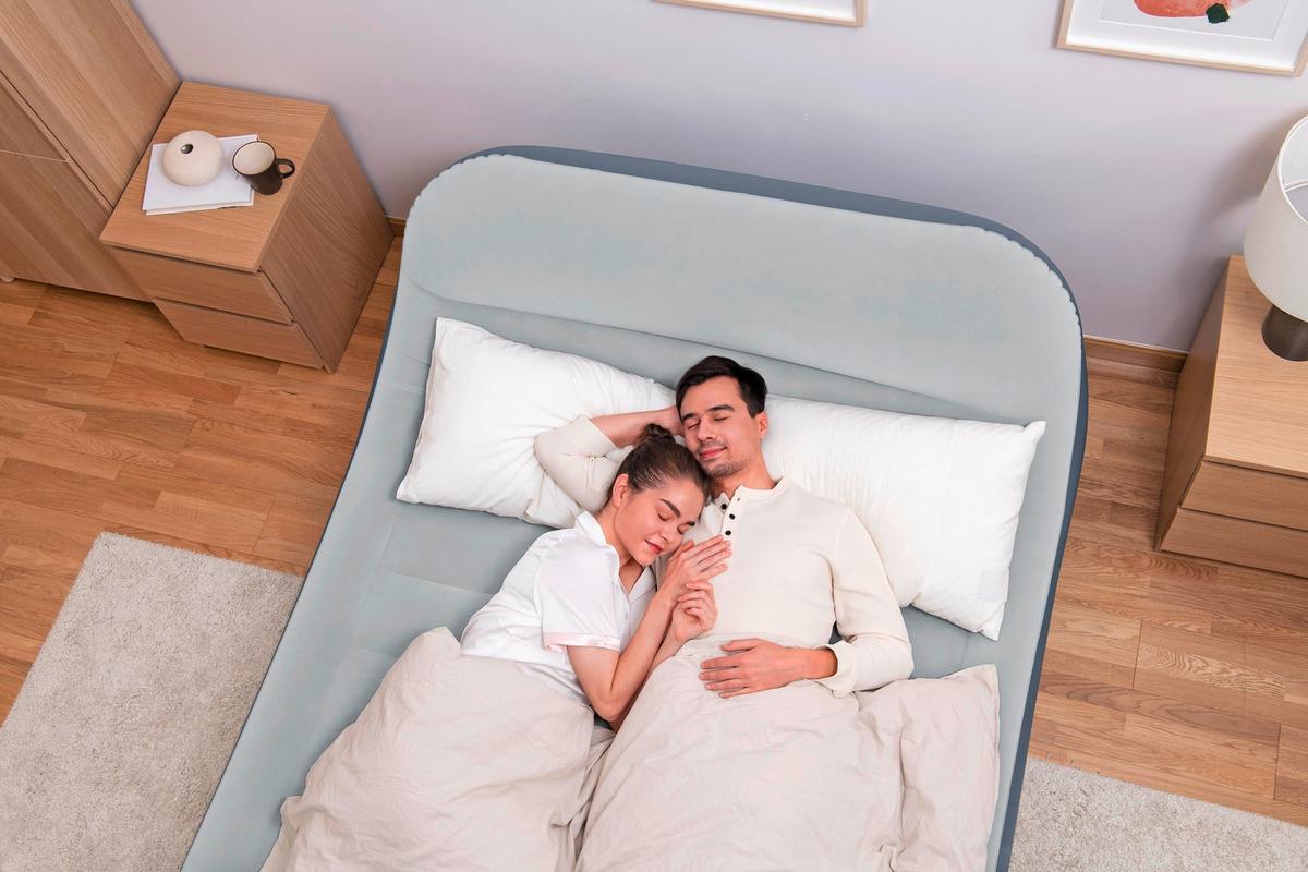 Luftbett Nadine 226x152x82 cm Bis 300kg, inkl. Pumpe - Dunkelblau/Grau, KONVENTIONELL, Kunststoff/Metall - Bestway