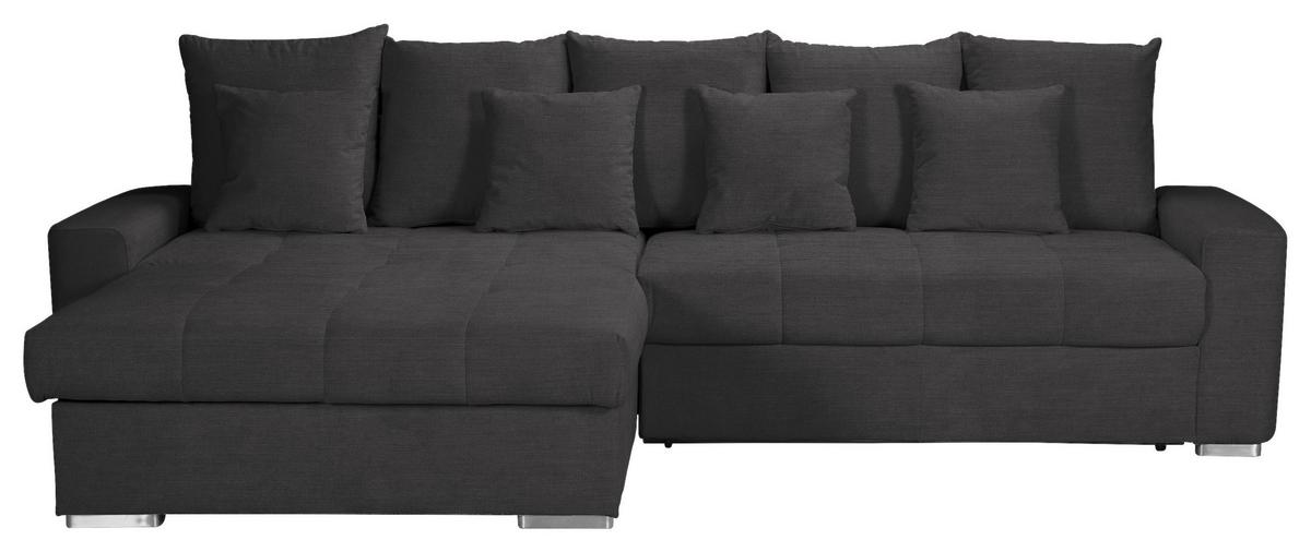Ecksofa mit Schlaffunktion Salvador + Bettkasten Schwarz - Wengefarben/Silberfarben, MODERN, Holz/Textil (164/293cm) - MID.YOU