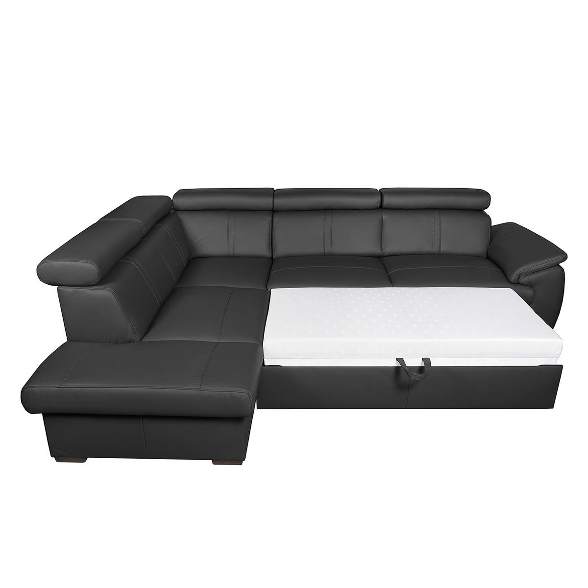 Ecksofa City Schwarz B: 211x265 Cm - Wengefarben/Schwarz, Design, Leder (211/265cm) - Livetastic