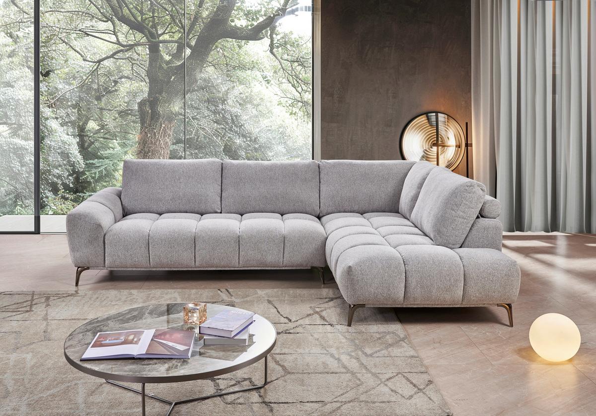 Sofa Orlando Webstoff Grau, S: 294x204cm - Naturfarben/Grau, MODERN, Holz/Textil (294/204cm)