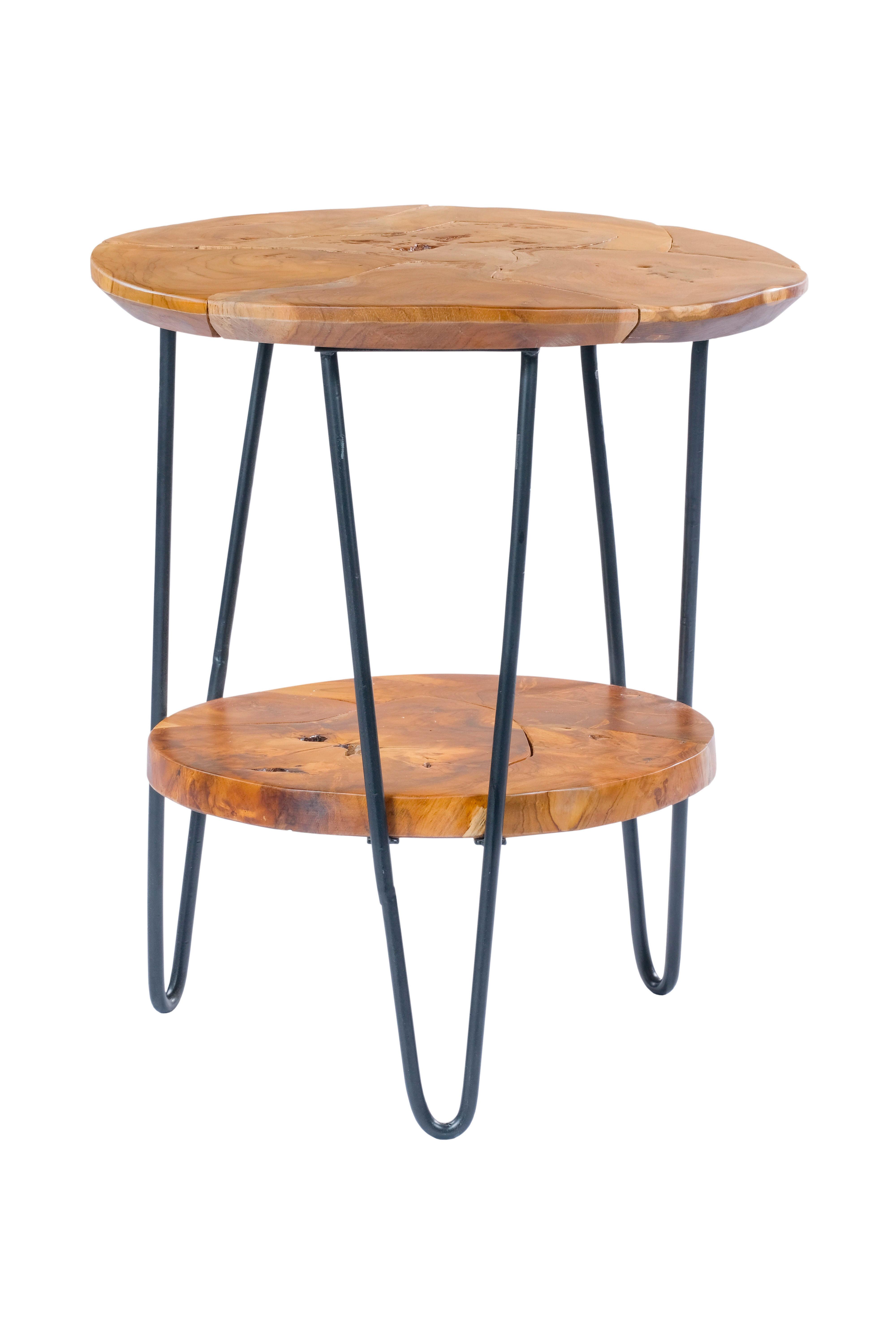 Beistelltisch Mit Ablage Aus Teakholz Woodstock, Natur - Klar, Natur, Holz/Metall (40/50/50/55cm) - Kayoom