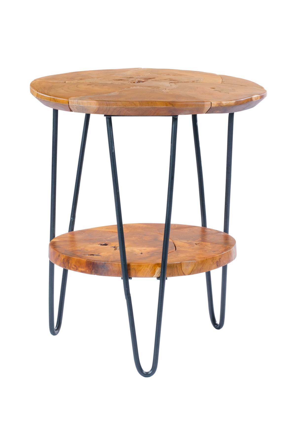 Beistelltisch Mit Ablage Aus Teakholz Woodstock, Natur - Klar, Natur, Holz/Metall (40/50/50/55cm) - Kayoom