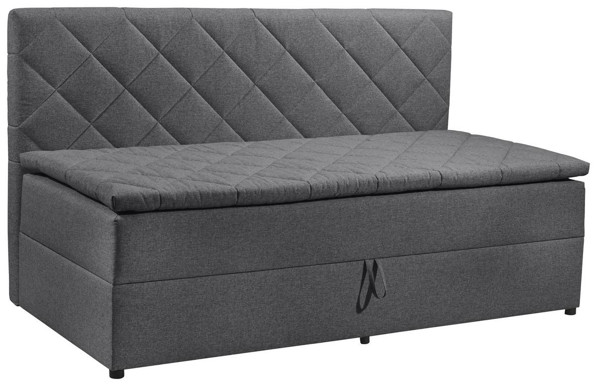 Boxspringbett Mit Topper 90x200 Luca - Schwarz/Graphitfarben, KONVENTIONELL, Textil (90/200cm) - Carryhome