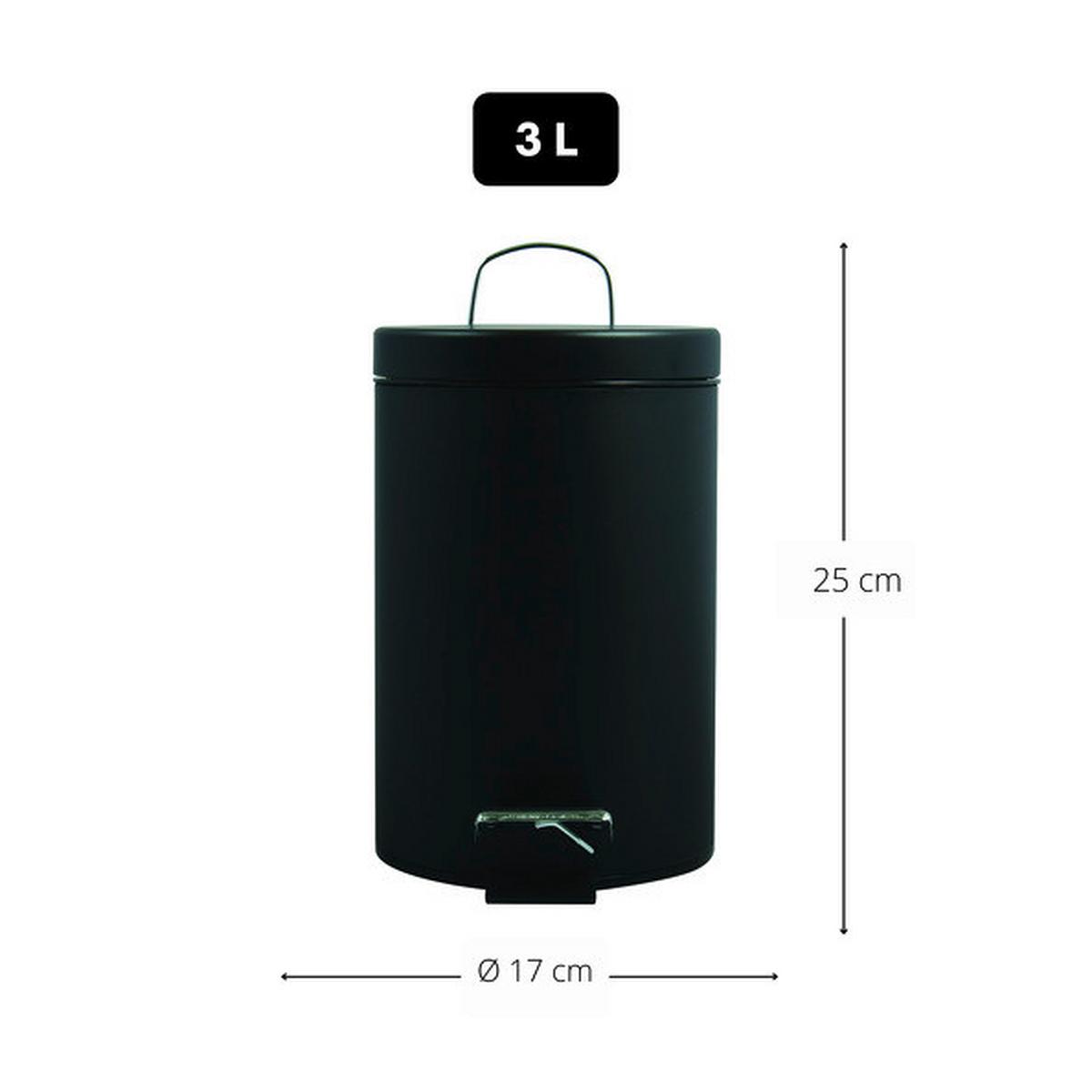 Kosmetikeimer Unis 3l Schwarz Metall Dxh 17x25 - Schwarz, Basics, Kunststoff/Metall (17/25cm) - Spirella