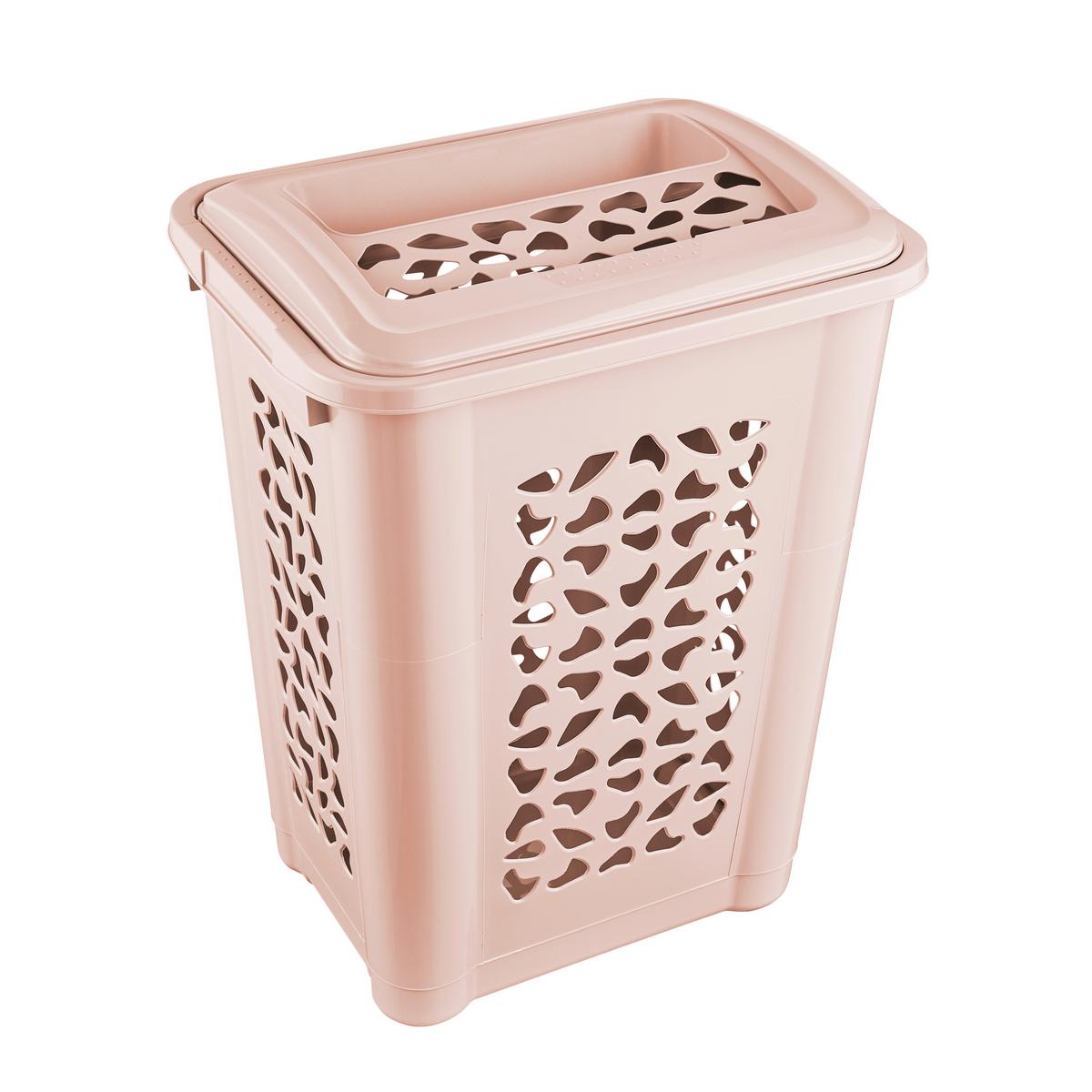 Wäschetonne mit Deckel Per Rosa, 45x60x34 cm - Taupe/Rosa, Basics, Kunststoff (45/34/60cm)
