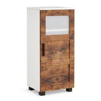 Midischrank Nilari Weiß/Eichefarben B: 38cm - Eichefarben/Weiß, Trend, Glas/Holzwerkstoff (38/70/28cm) - MID.YOU