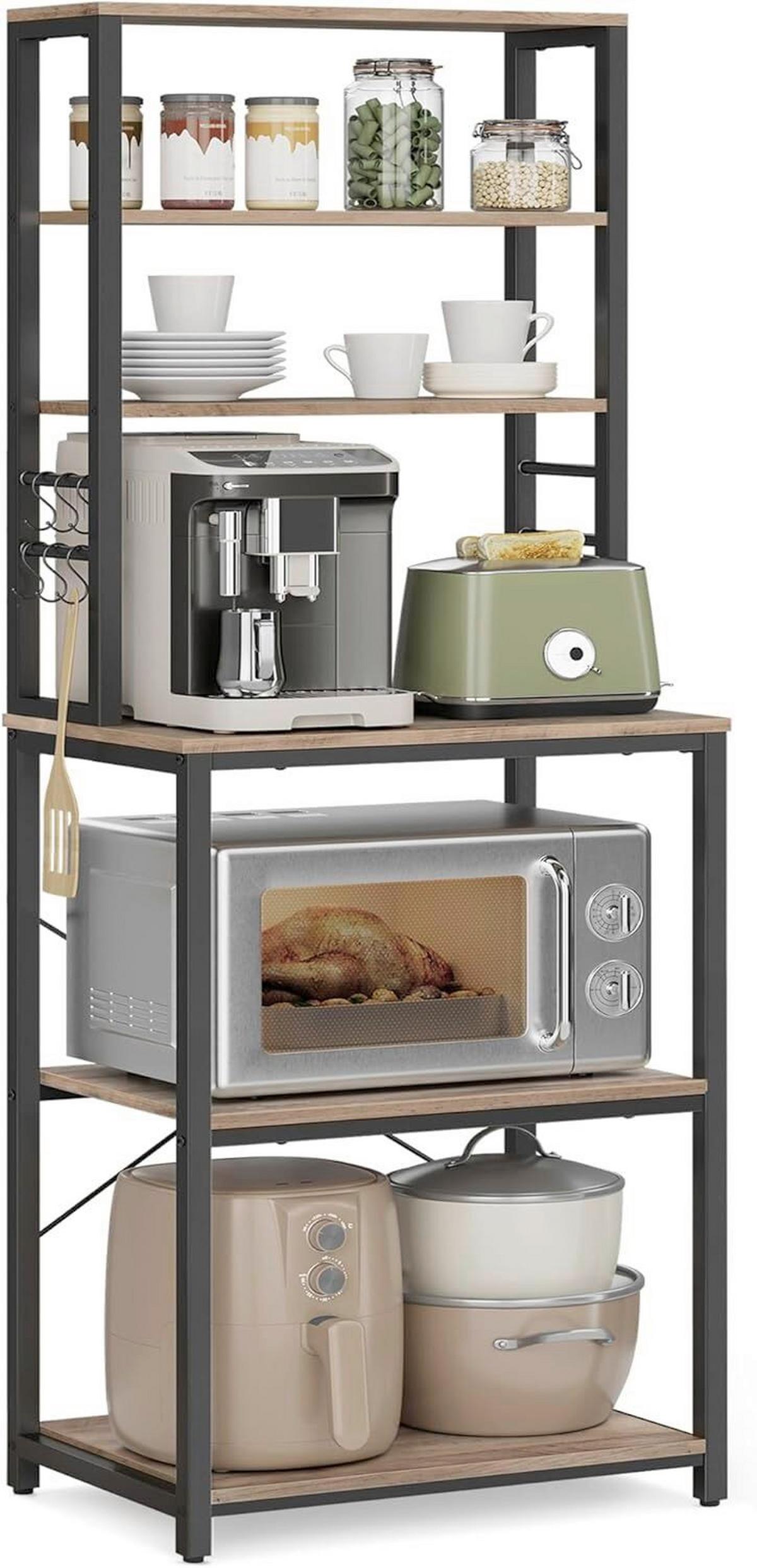 Regal Kitchen Shelf - Greige/Schwarz, MODERN, Holzwerkstoff/Metall (60/167/40cm) - MID.YOU