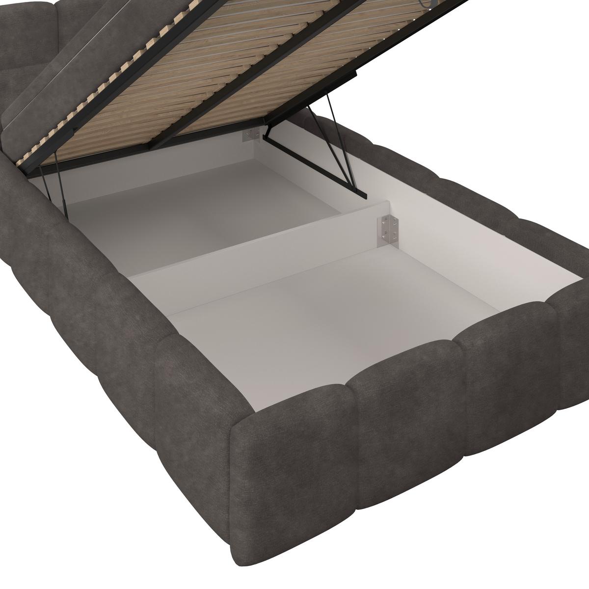 Polsterbett Noe Anthrazit 140x200 cm - Anthrazit/Schwarz, Trend, Textil/Metall (140/200cm)