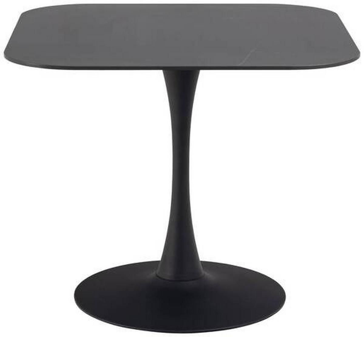 Keramický jídelní stůl MALTA 90 - černá, Design, kov/keramika (90/75/90cm) - MID.YOU