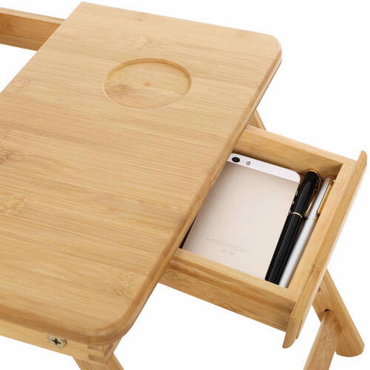Laptoptisch Bambus Ausziehbar B: 35 Cm, H: 29 Cm - Naturfarben, Basics, Holz (55/35/29cm) - Boxxx
