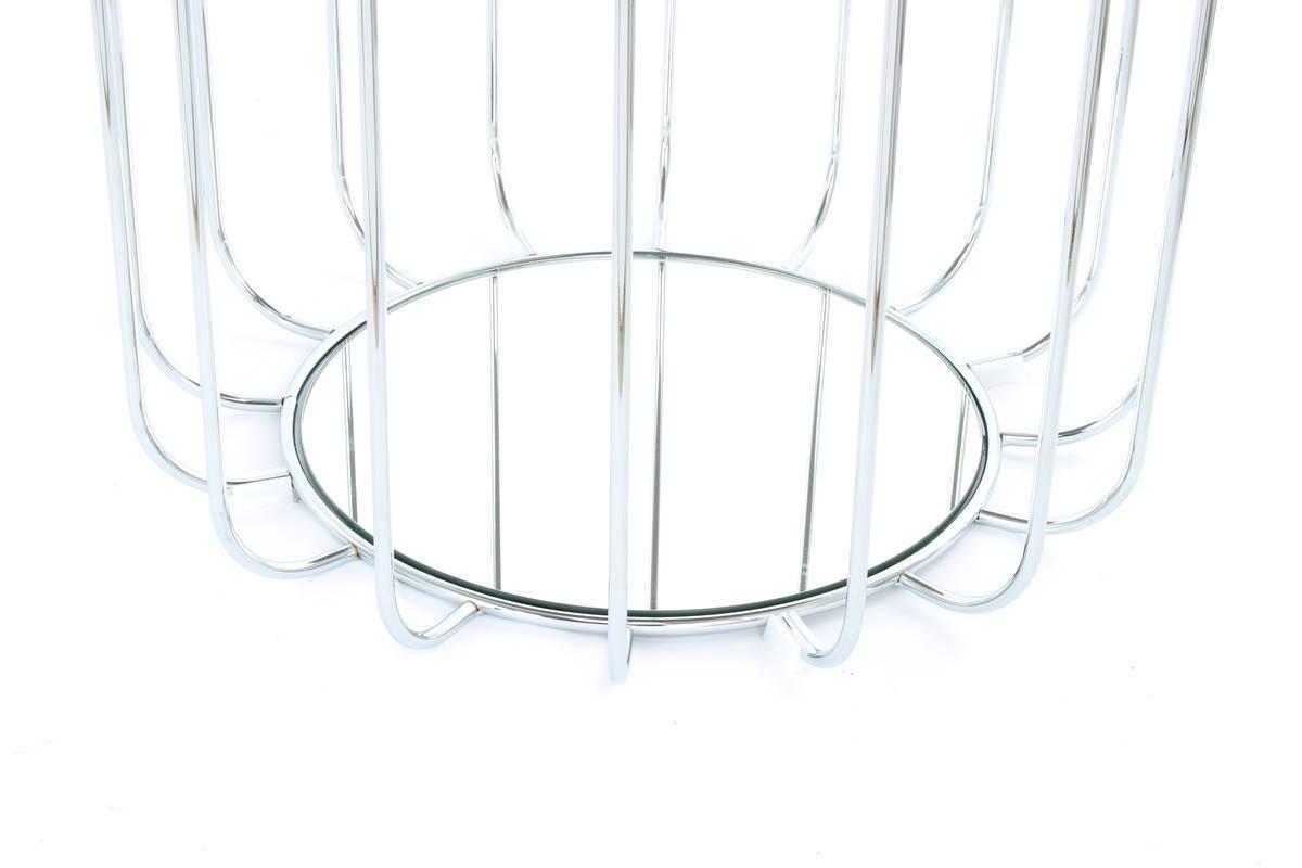 Beistelltisch rund POUF in Silber mit Tischplatte oder Sitzfläche in Blau