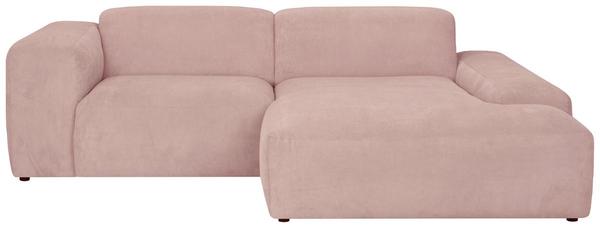 Ecksofa Hannah Rosa 252x170 Cm - Schwarz/Rosa, Design, Textil (252/170cm) - MID.YOU