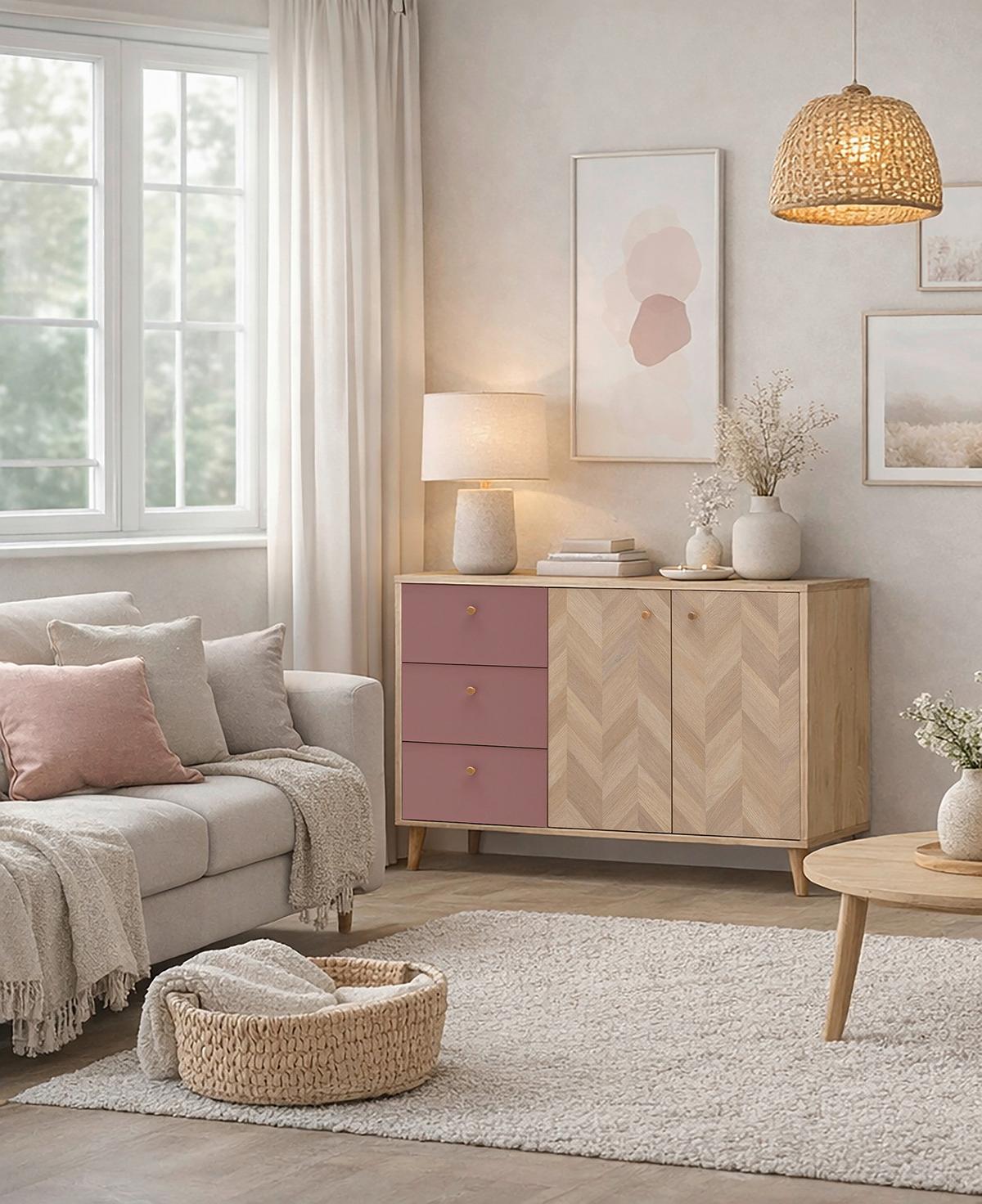 Sideboaard Visby Eichefarben/Mauve B: 109cm - Eichefarben/Mauve, Design, Holzwerkstoff (109/73,9/33,05cm) - MID.YOU
