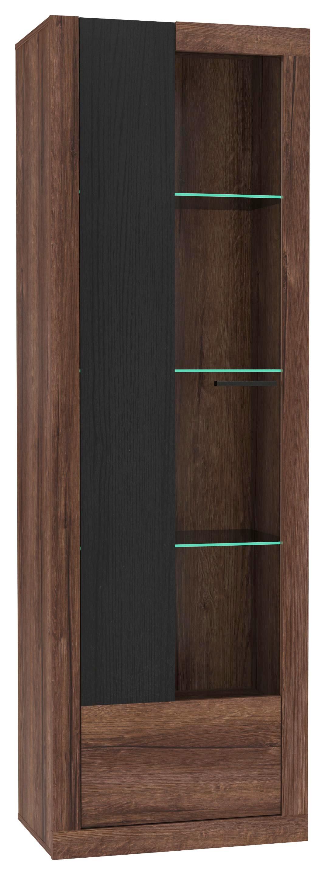 Vitrin Trass - Tölgyfa/Fekete, konvencionális, Faalapú anyag/Műanyag (63,4/197/41,3cm)