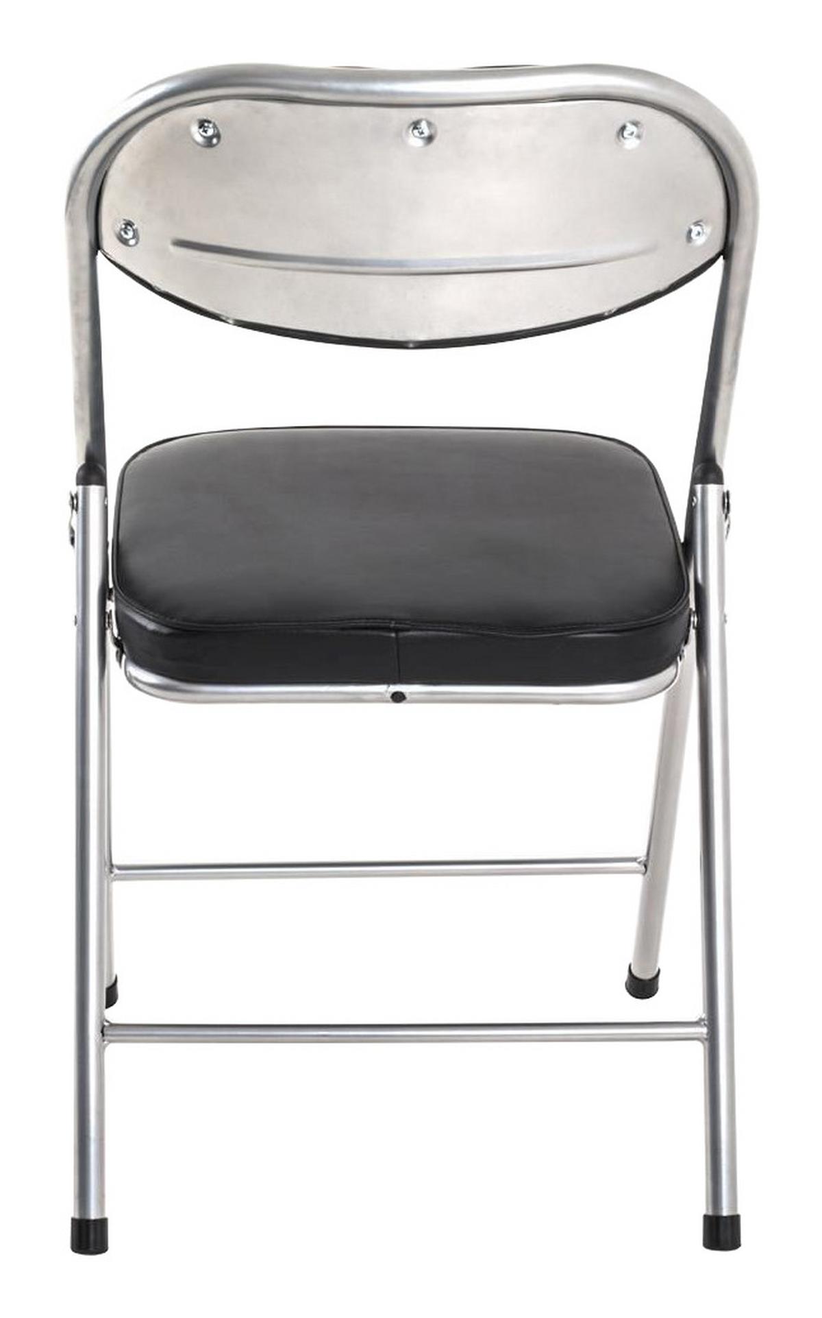 Klappsessel Kurt Stahl/lederlook - Schwarz/Alufarben, MODERN, Textil/Metall (47/79/53cm)