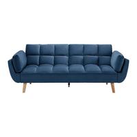 Rozkladacia pohovka CORA, modrý zamat, max. 360 kg - modrá/prírodná farba, Modern, drevo/textil (214/92/81cm) - Bessagi Home