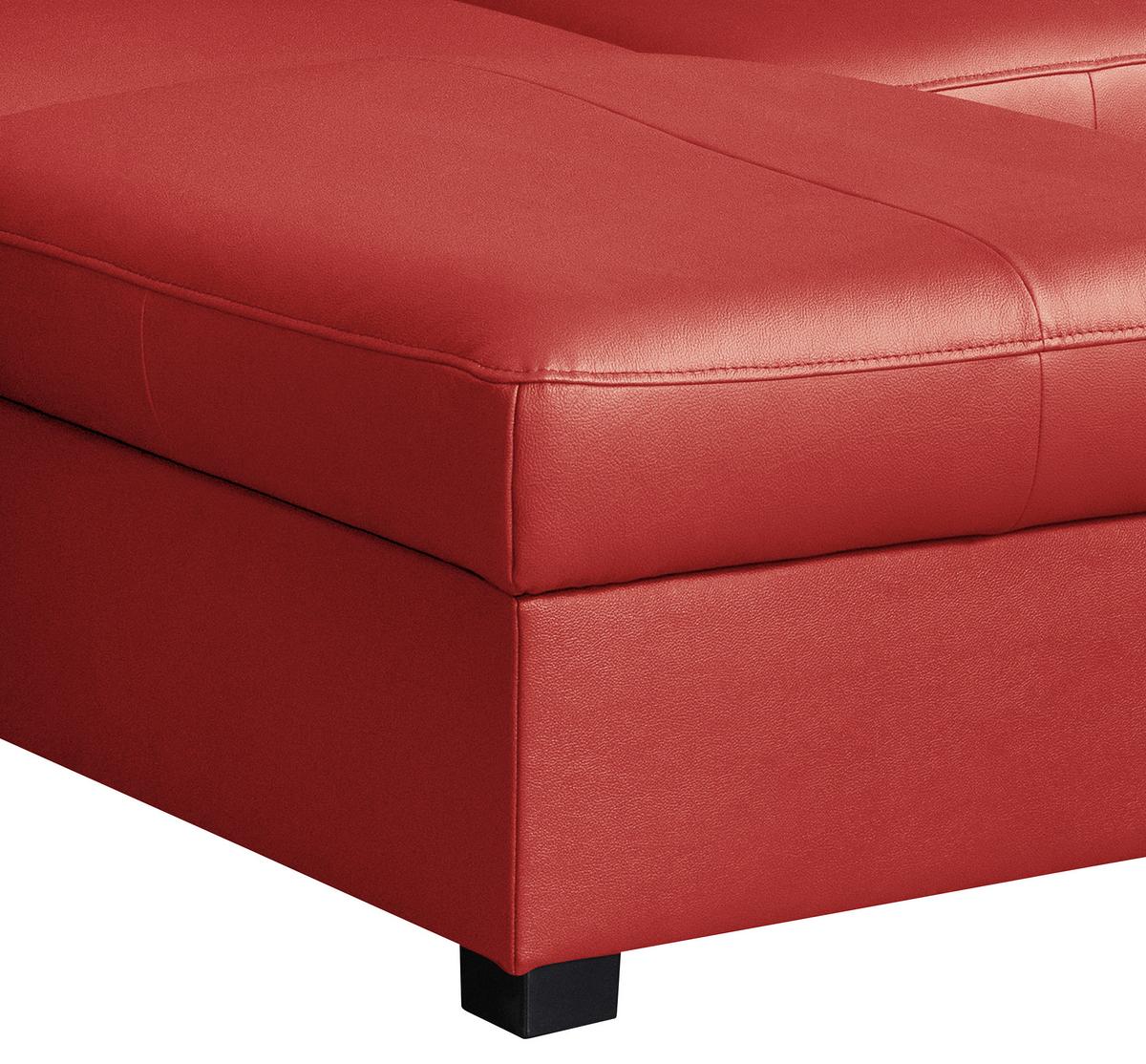 Ecksofa Tilo Rot S: 168 cm - Rot/Schwarz, Design, Leder/Textil (168/227cm) - Livetastic