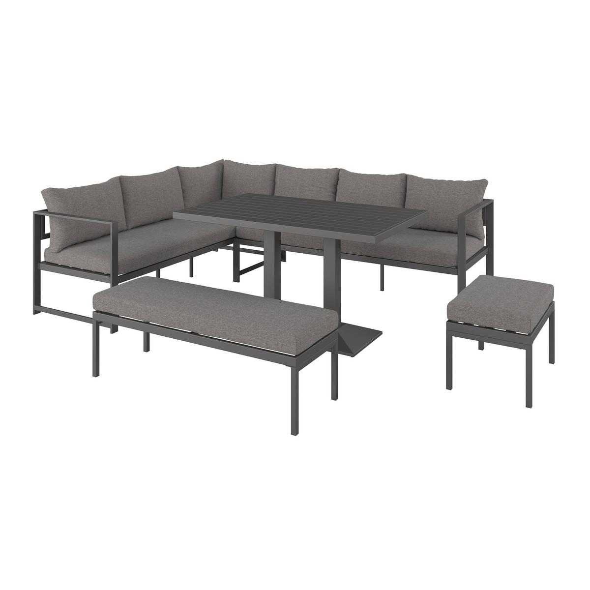 Loungegarnitur 4-tlg Medan Metall/kunststoff Mit Kissen - Anthrazit, MODERN, Textil/Metall (193/175cm) - Beldano