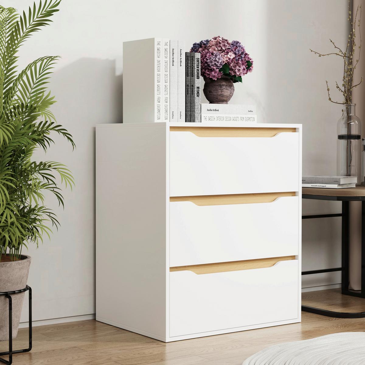 Kommode Malira Weiß, Eiche Dekor B:65cm - Honigeiche/Weiß, Design, Holzwerkstoff (65/78/48cm) - MID.YOU