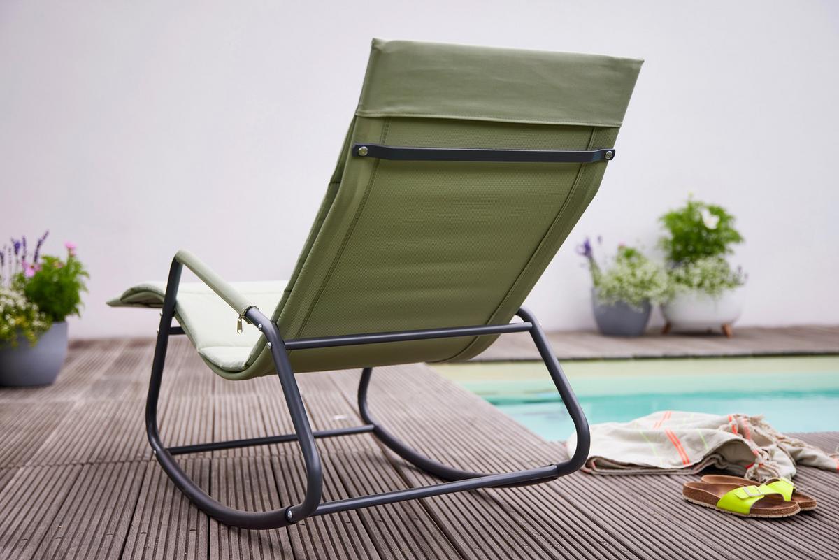 Schaukelliege Metall/Kunststoff/Textil - Grün, KONVENTIONELL, Kunststoff/Textil (57/81/143cm) - Siena Garden