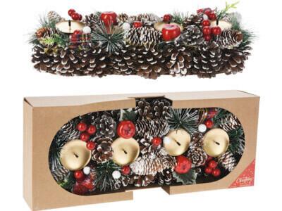 Stojan na sviečku WREATH 40CM ADVENT PINECONE - Basics, plast (40/15/8cm)