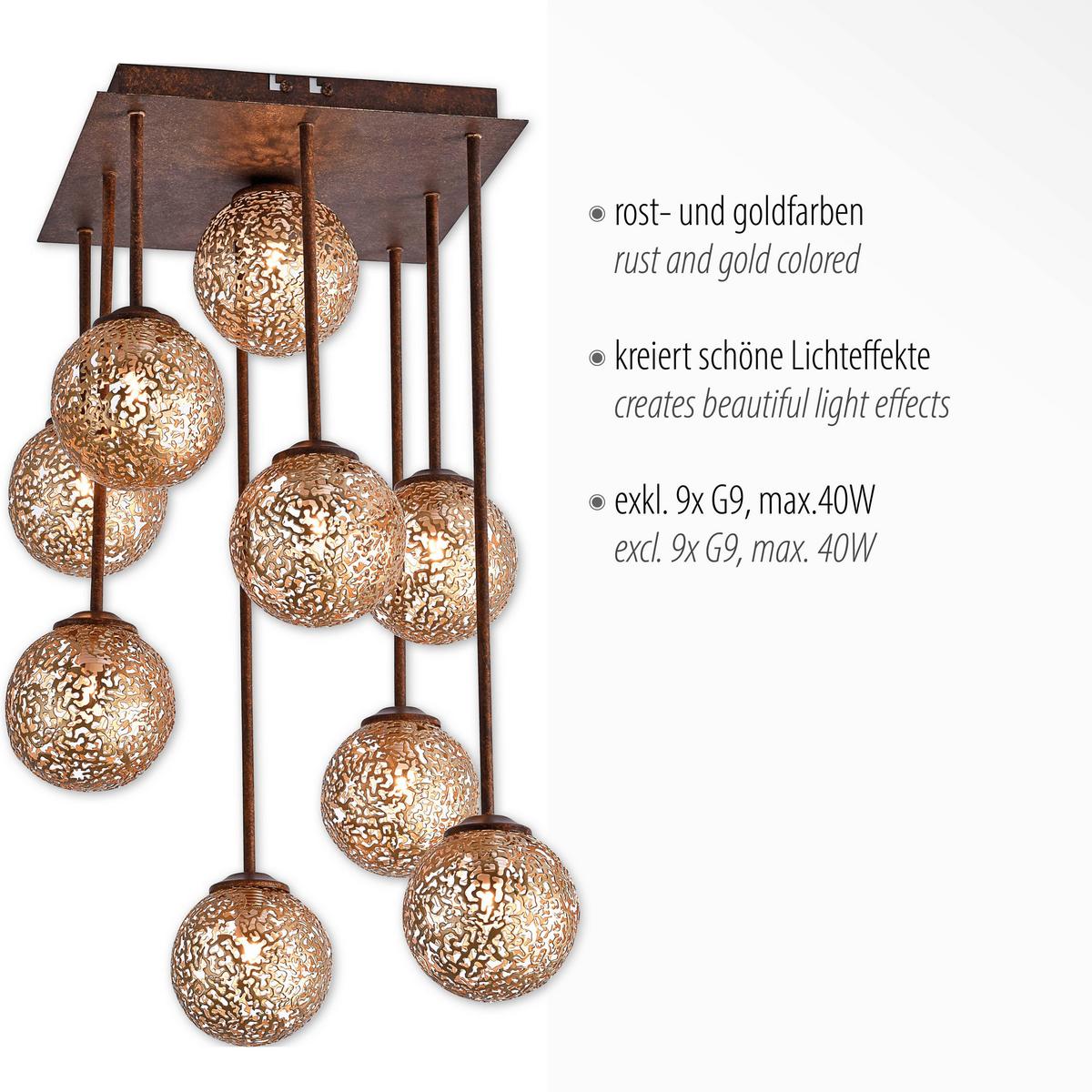 Led-deckenleuchte 6238-48 Greta - Rostfarben, KONVENTIONELL, Kunststoff/Metall (30,5/30,5/55,4cm) - Paul Neuhaus