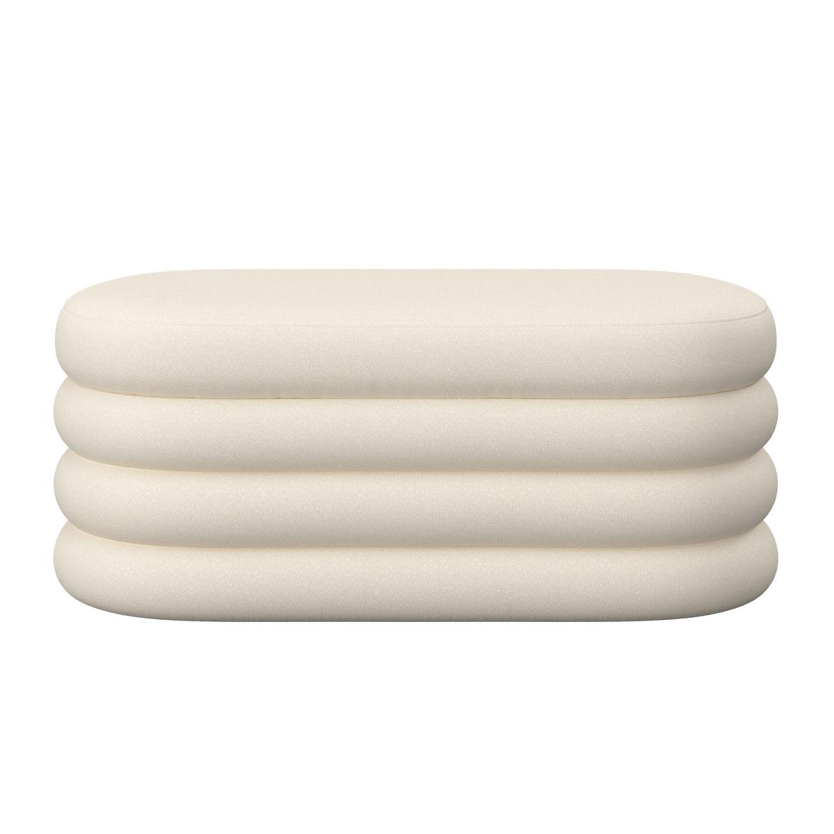 Taburetová lavice LORENA polstrovaná, béžová - béžová, Moderní, dřevo/textil (110/47/45cm) - Bessagi Home