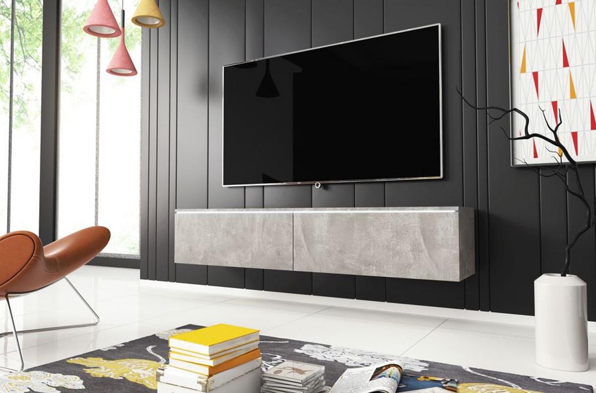 Nízka komoda s LED dekor betón - sivá, Lifestyle, kompozitné drevo/plast (140/30/33cm) - P & B