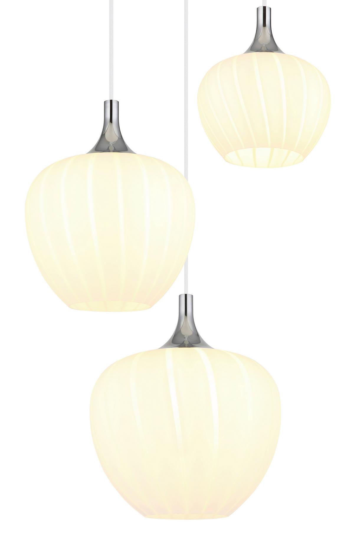 Hängeleuchte 15548-3hw - Chromfarben/Weiß, KONVENTIONELL, Glas/Metall (48/120cm) - Globo