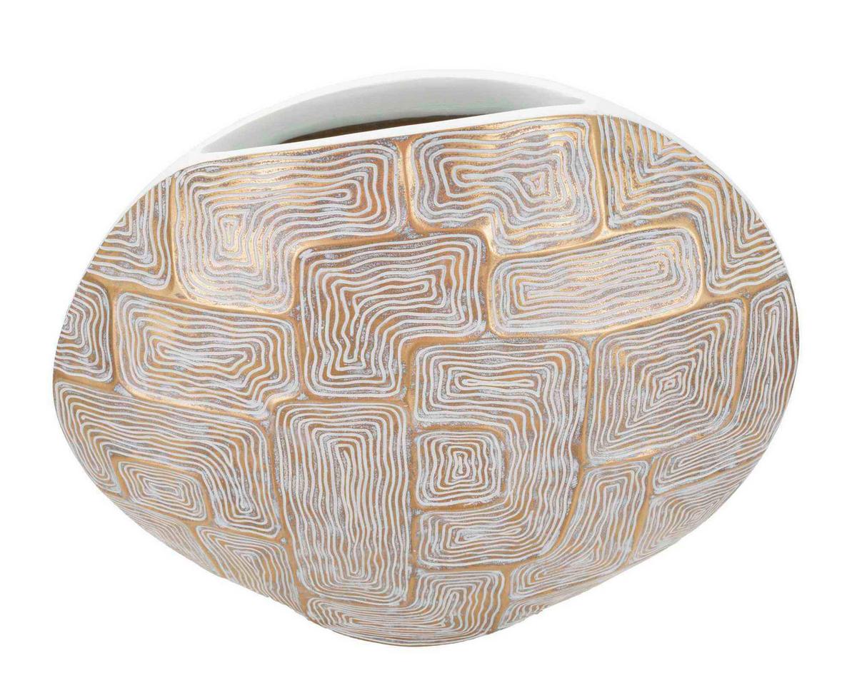 Vase Eclips Weiß, Goldfarben B: 36 cm - Goldfarben/Weiß, Basics, Kunststoff (36/34.5/11cm)