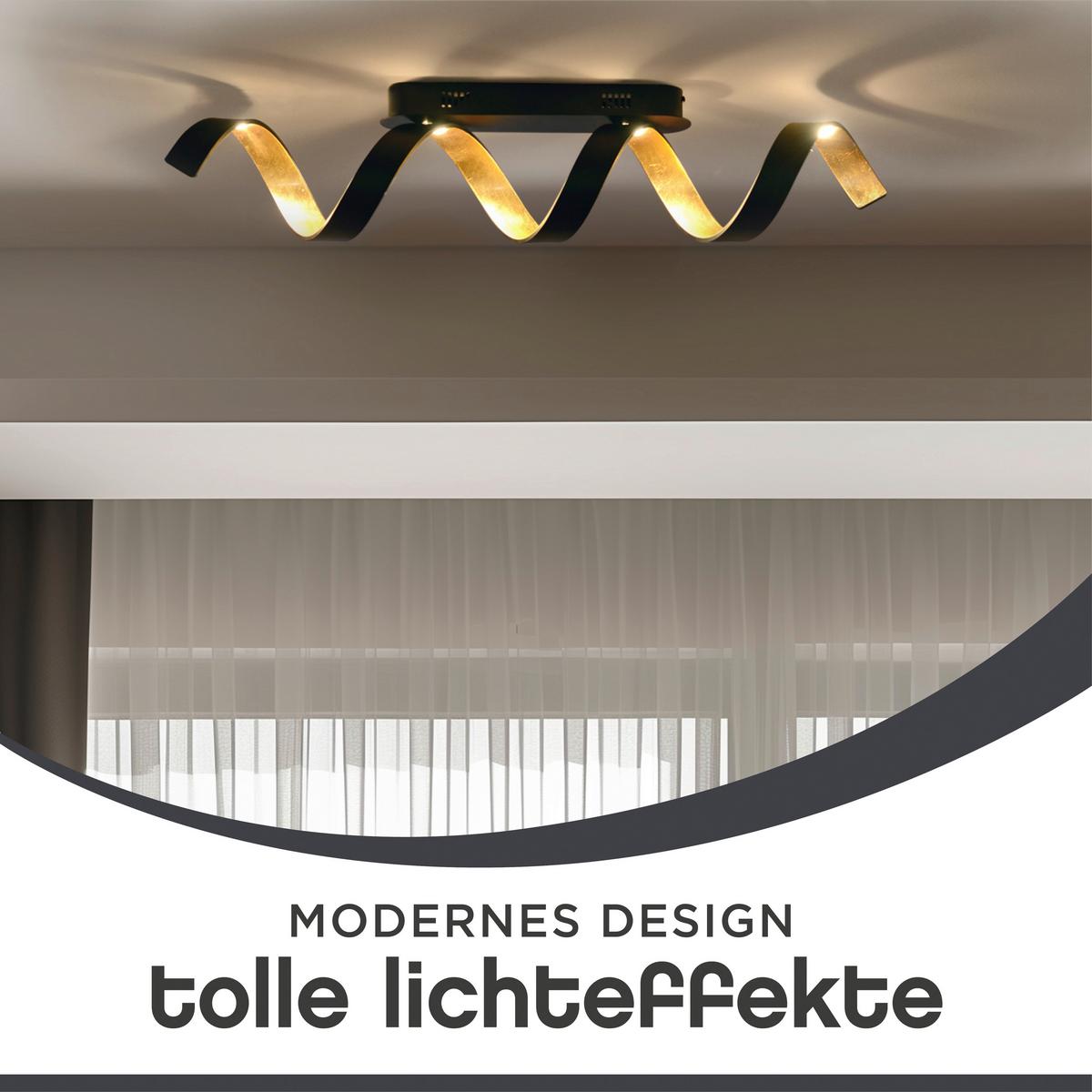 Led-deckenleuchte Helix L: 80 Cm Mit 3 Helligkeitsstufen - Goldfarben/Schwarz, Design, Metall (80/35/13,5cm)