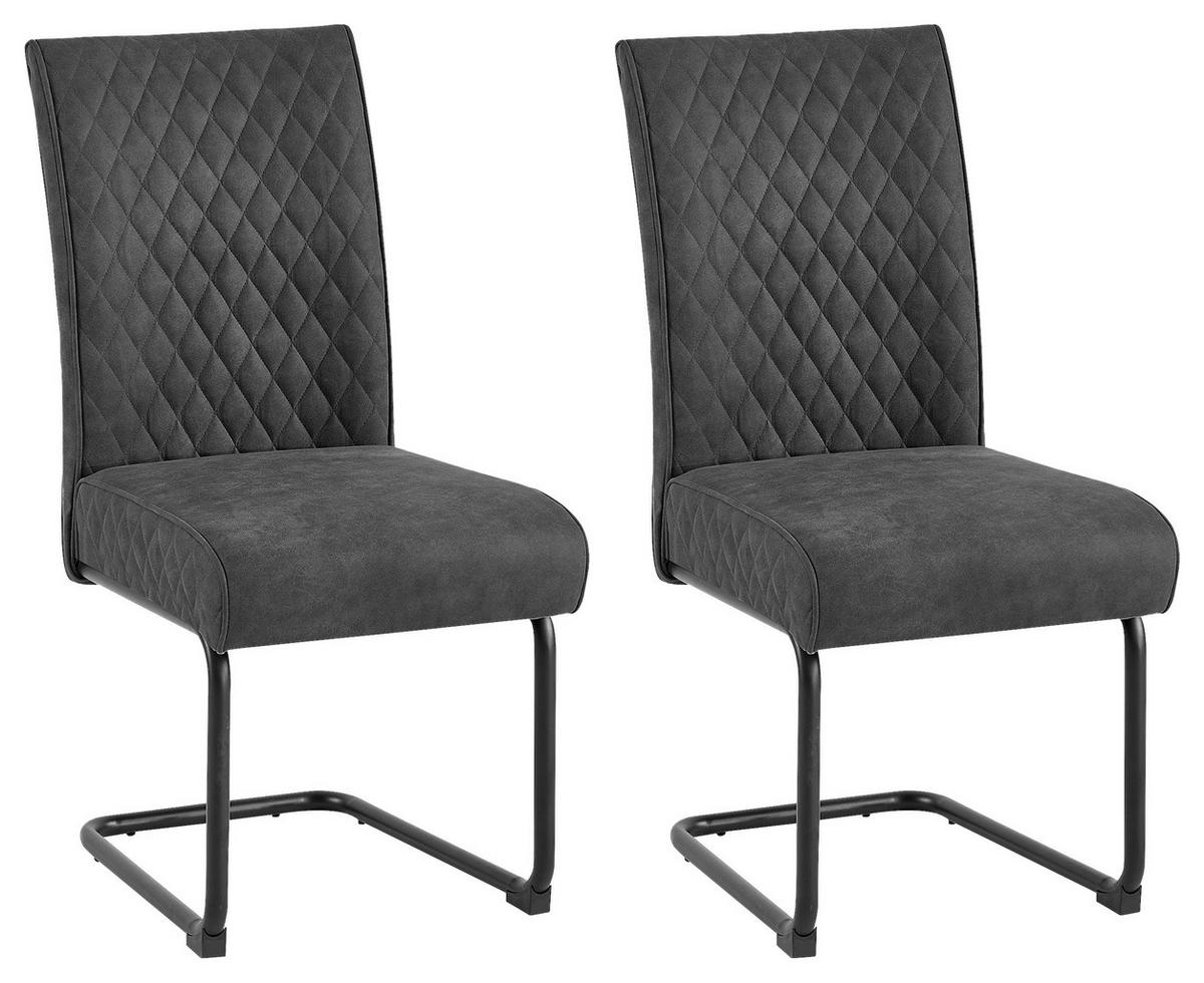 Schwingstuhl-set Maria-Xxl - Anthrazit/Schwarz, MODERN, Textil/Metall (45/95/60cm) - MID.YOU