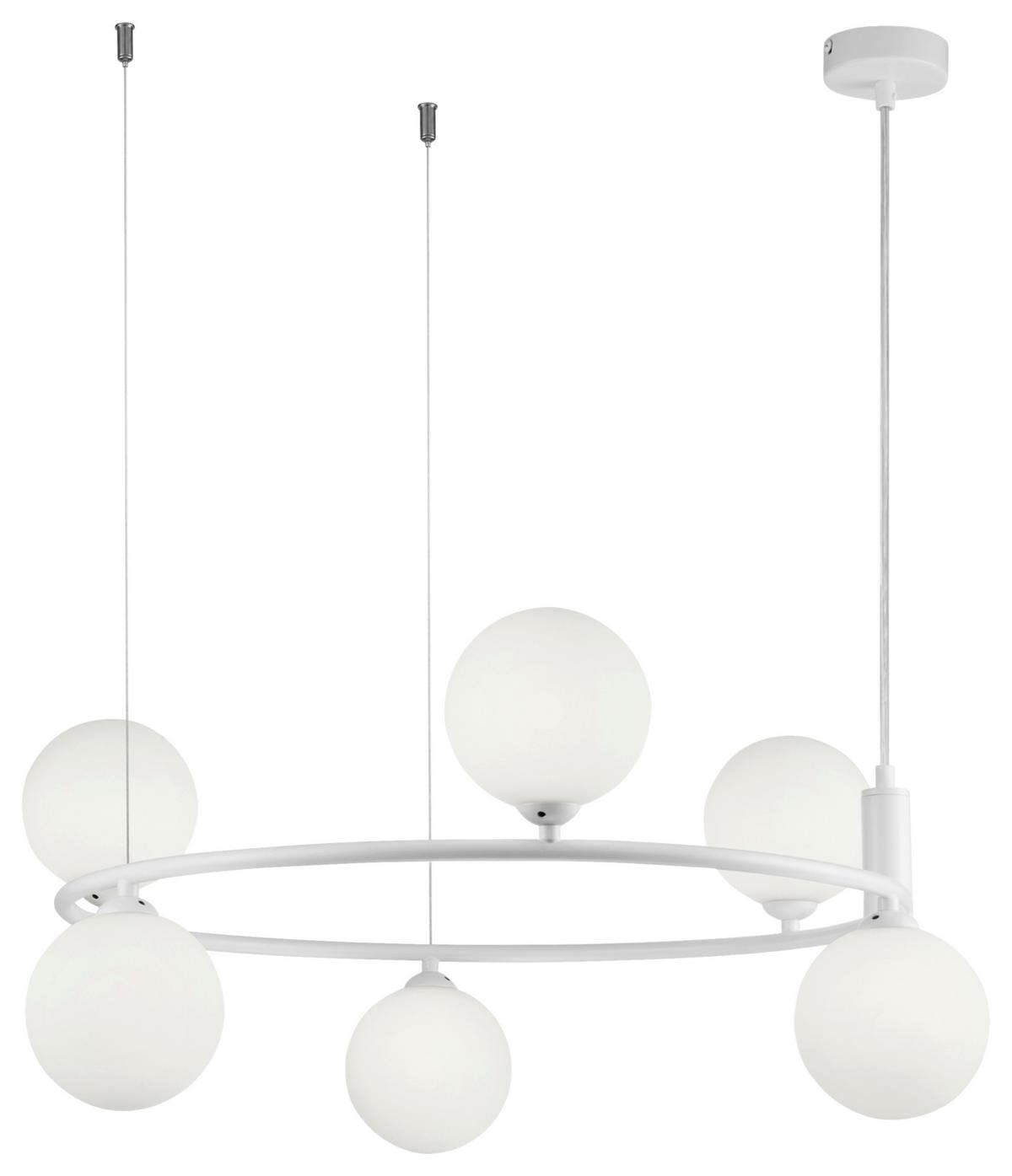 Hängeleuchte Ring H: 28 cm 6-Flammig - Weiß, Basics, Glas/Metall (58/28/58cm) - MAYTONI