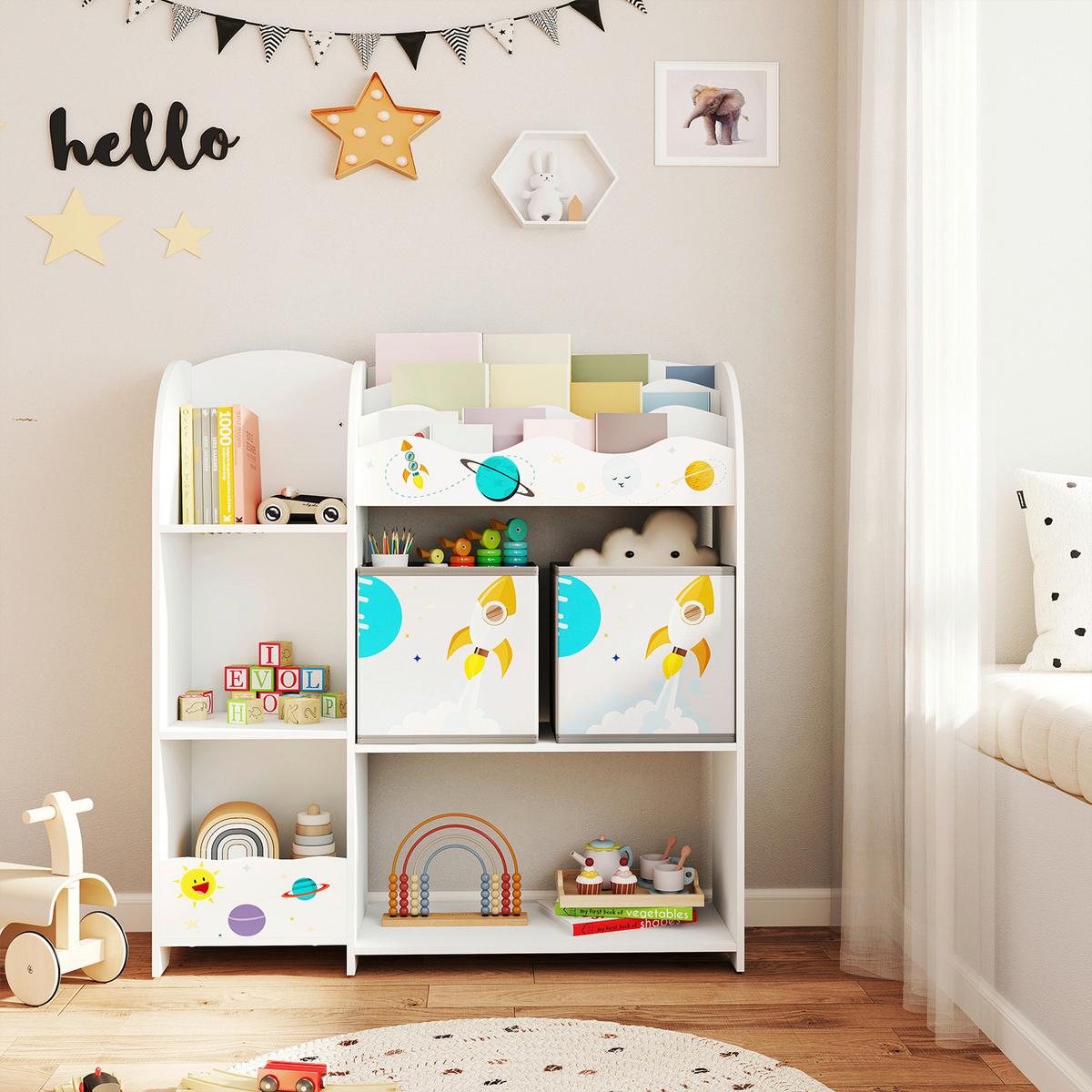 Kinderregal Weiß B: 93 cm - Weiß, Basics, Holzwerkstoff/Textil (93/100/30cm)