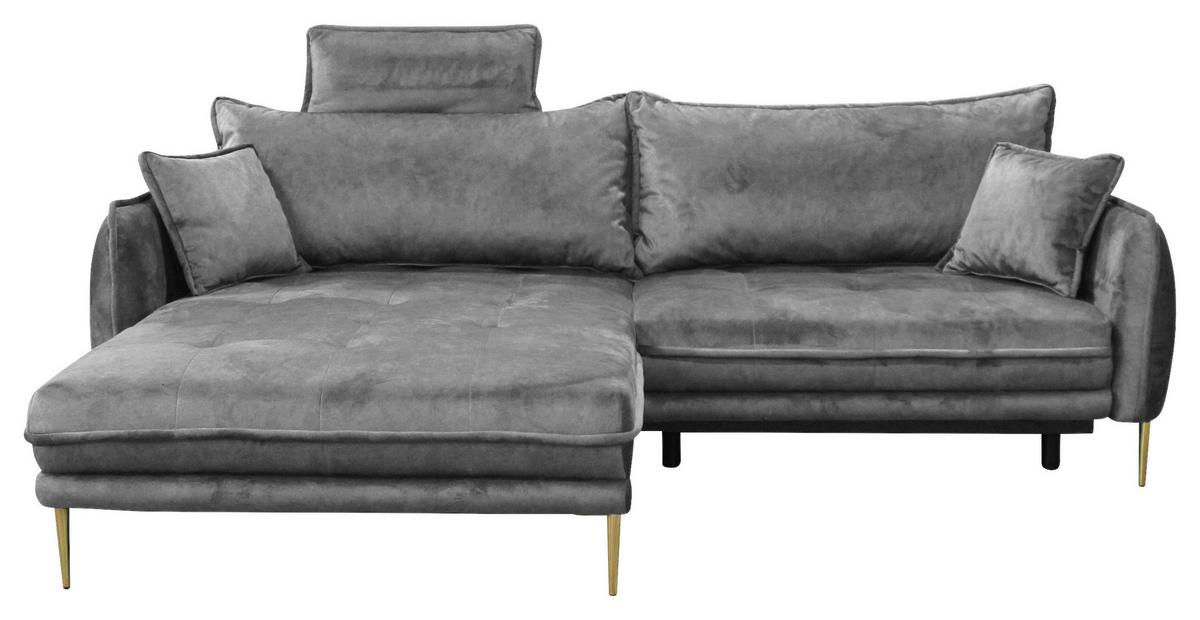 Ecksofa Whisper Grau S: 196x264 cm - Goldfarben/Grau, Design, Textil (196/264cm) - MID.YOU