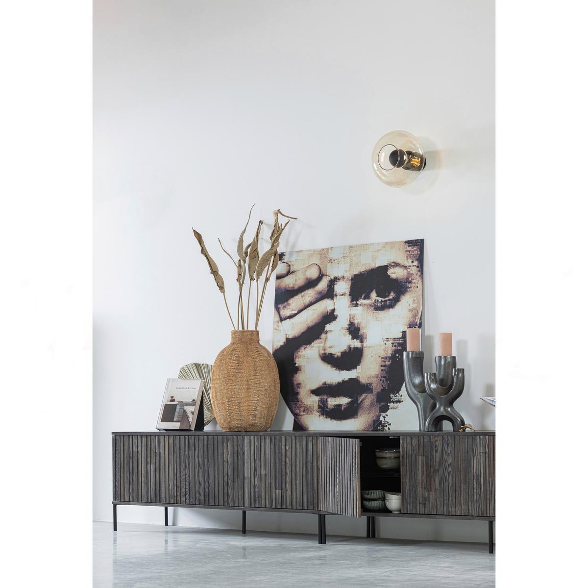 LOWBOARD Gravure Schwarz B: 100cm - Schwarz, Design, Holz (100/56/44cm) - Livetastic