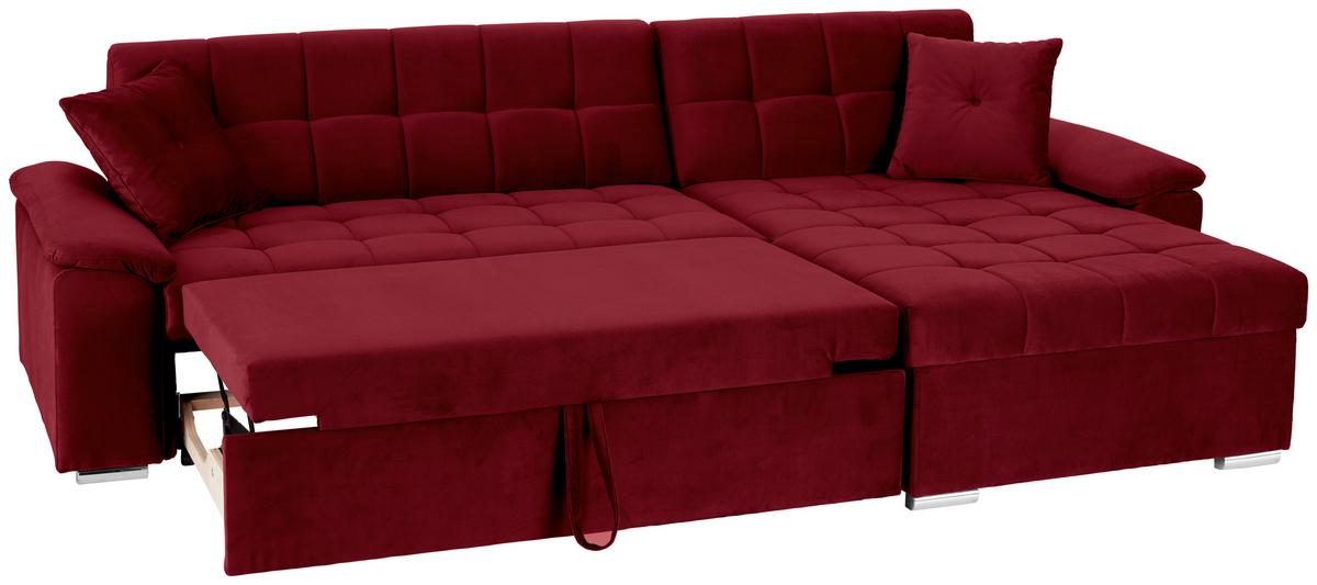 Ecksofa Bali Rot, 208x120cm - Rot, Trend, Textil (257/167cm) - Livetastic