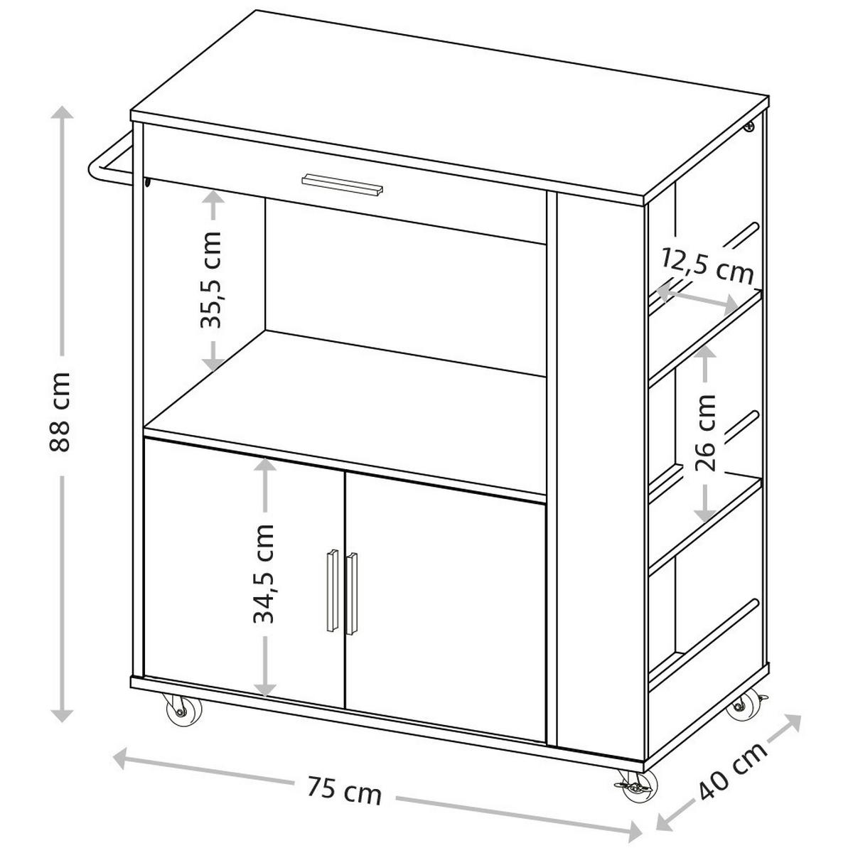 Servierwagen Küchenwagen - Eichefarben/Anthrazit, Basics, Holz/Holzwerkstoff (75/40/88cm) - Kesper