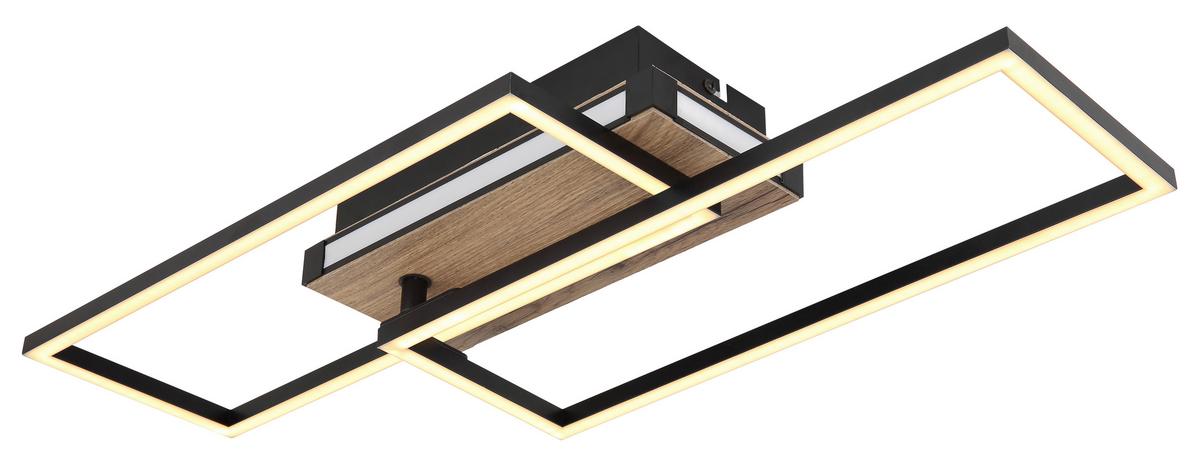 LED-Deckenleuchte 67299d - Dunkelbraun/Opal, Design, Holzwerkstoff/Kunststoff (60/49/10cm) - Globo